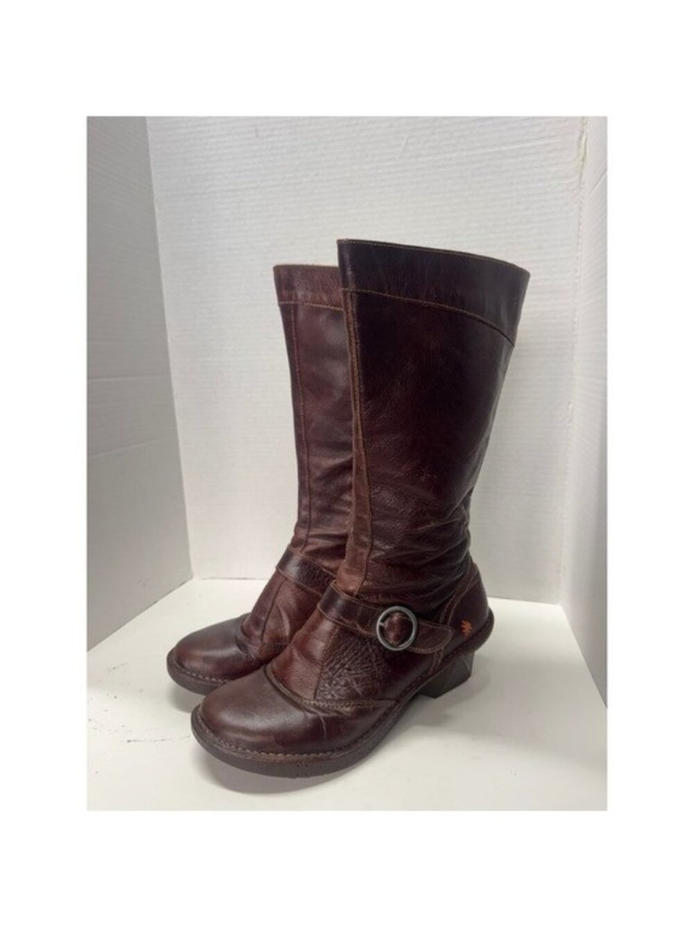 The Art Company 619 Brown Garde Leather Tall Buckle Boots Size 40 9